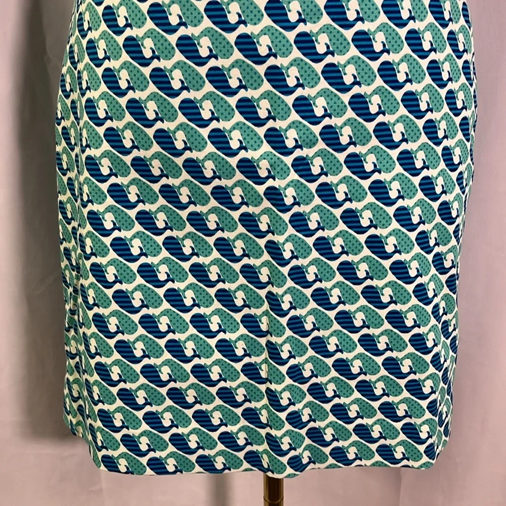 Talbots Blue Whale Print Twill Cotton High-Waist Mini Skirt